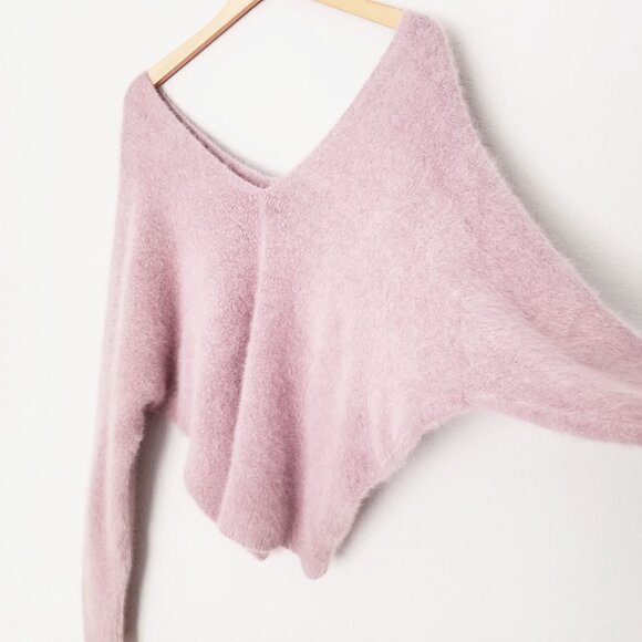 Sage The Label Dusty Lilac Angora Oversized V Neck Sweater Fairy Romantic XS - Picture 9 of 15